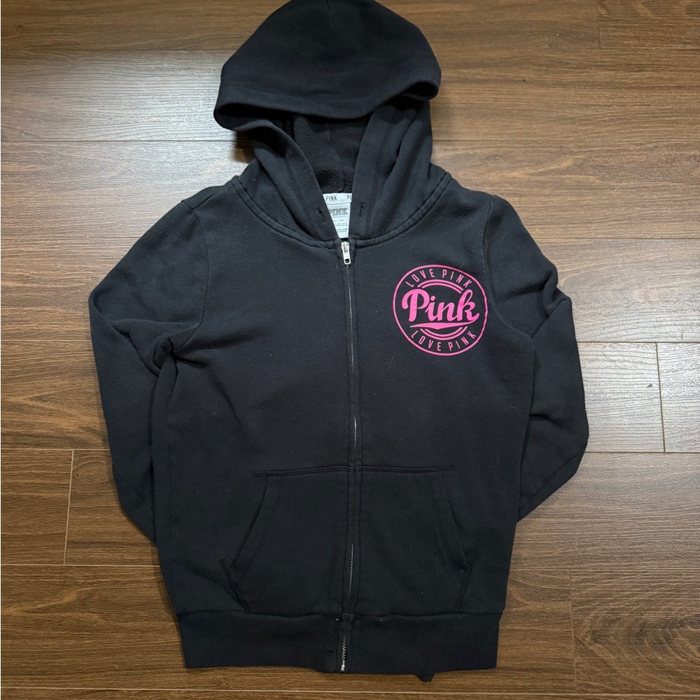 Victoria's Secret Black Hoodie with Pink Logo